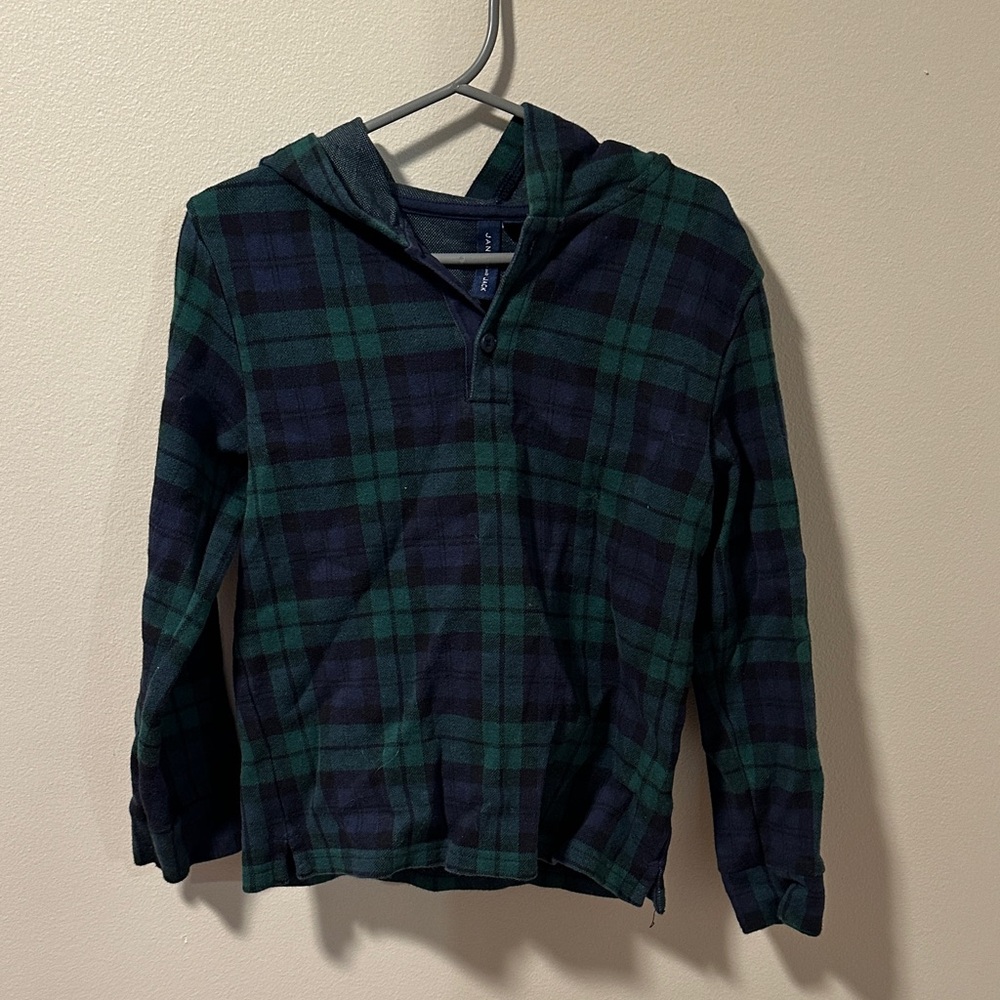 Janie and Jack Green and Navy Plaid Hoodie